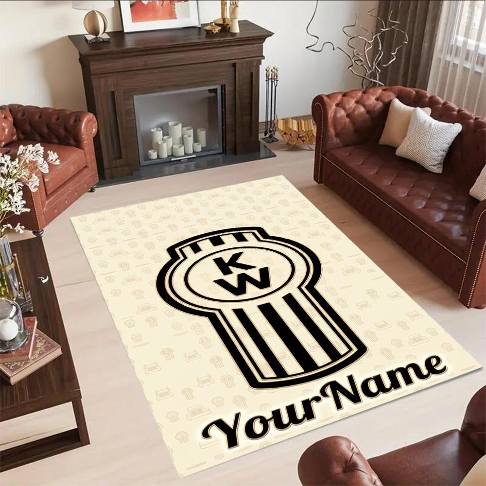 Kw Heavy Trucks Customizable Name Floor Mat Perfect for Hallway Bedrooms Outdoor Entryway Anti-slip Rug Decorate Offices