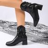 Women Ankle Boots Goth Fashion High Heels Shoes New Trend Pumps  Winter Chunky Woman Casual Heeled Chelsea Short Botas Mujer