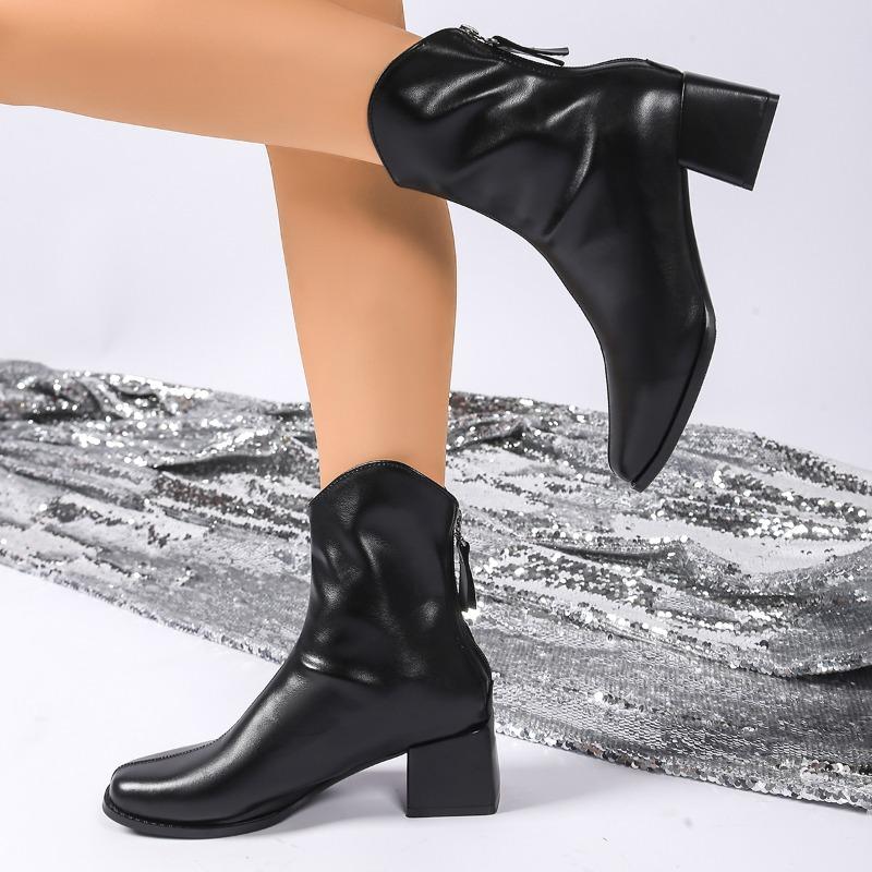 Women Ankle Boots Goth Fashion High Heels Shoes New Trend Pumps  Winter Chunky Woman Casual Heeled Chelsea Short Botas Mujer