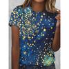 Fashion Women's Crew Neck Short Sleeve 3D Casual Color Printing Casual Short Sleeve Crew Neck T-Shirt