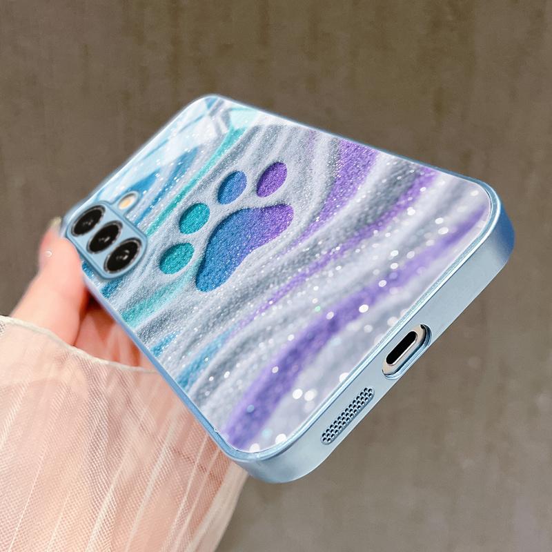 Cute and colorful paw prints Exquisite PhoneCase for Samsung Galaxy S26 S25 S24 S23 S22 FE Ultra Plus  Men women Built-in glass