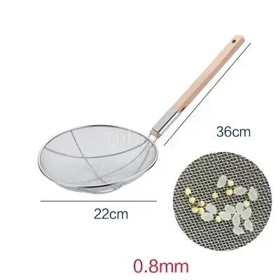 Stainless steel big long noodle French fries colanders strainer basket wooden handle frying net Hot Pot leaky filter sieve sink