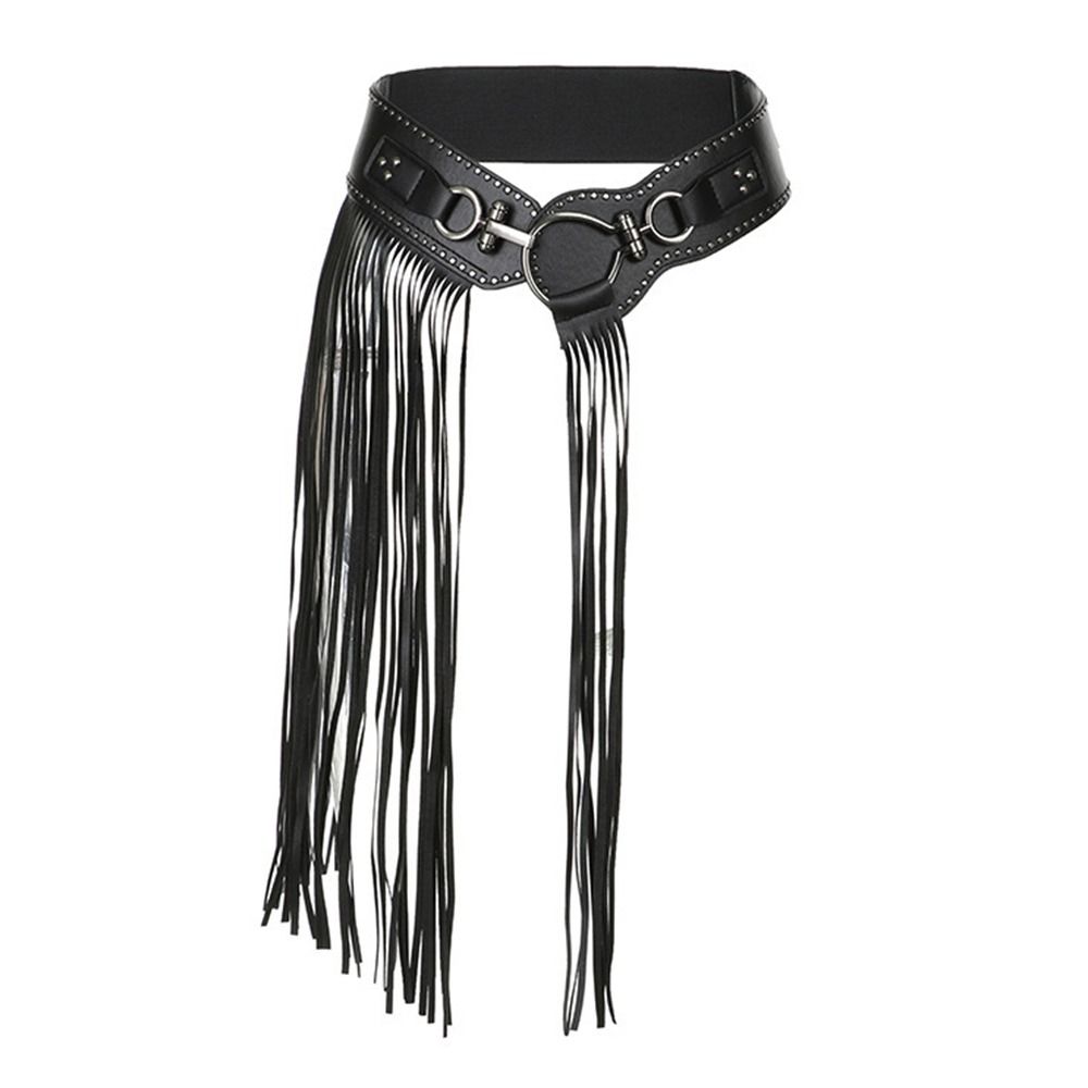 Long Tassel Hiphop Jeans Belt PU Leather Waistband Waist Decorate Accessories