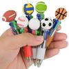 2Pcs Retractable Ballpoint Pen Cartoon Sports Ball 4-Color Mini Journal Pen with Football Basketball