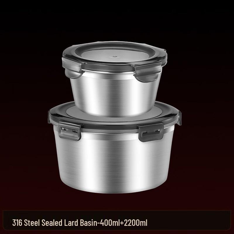 Food Grade 316 Stainless Steel Lard Container Set