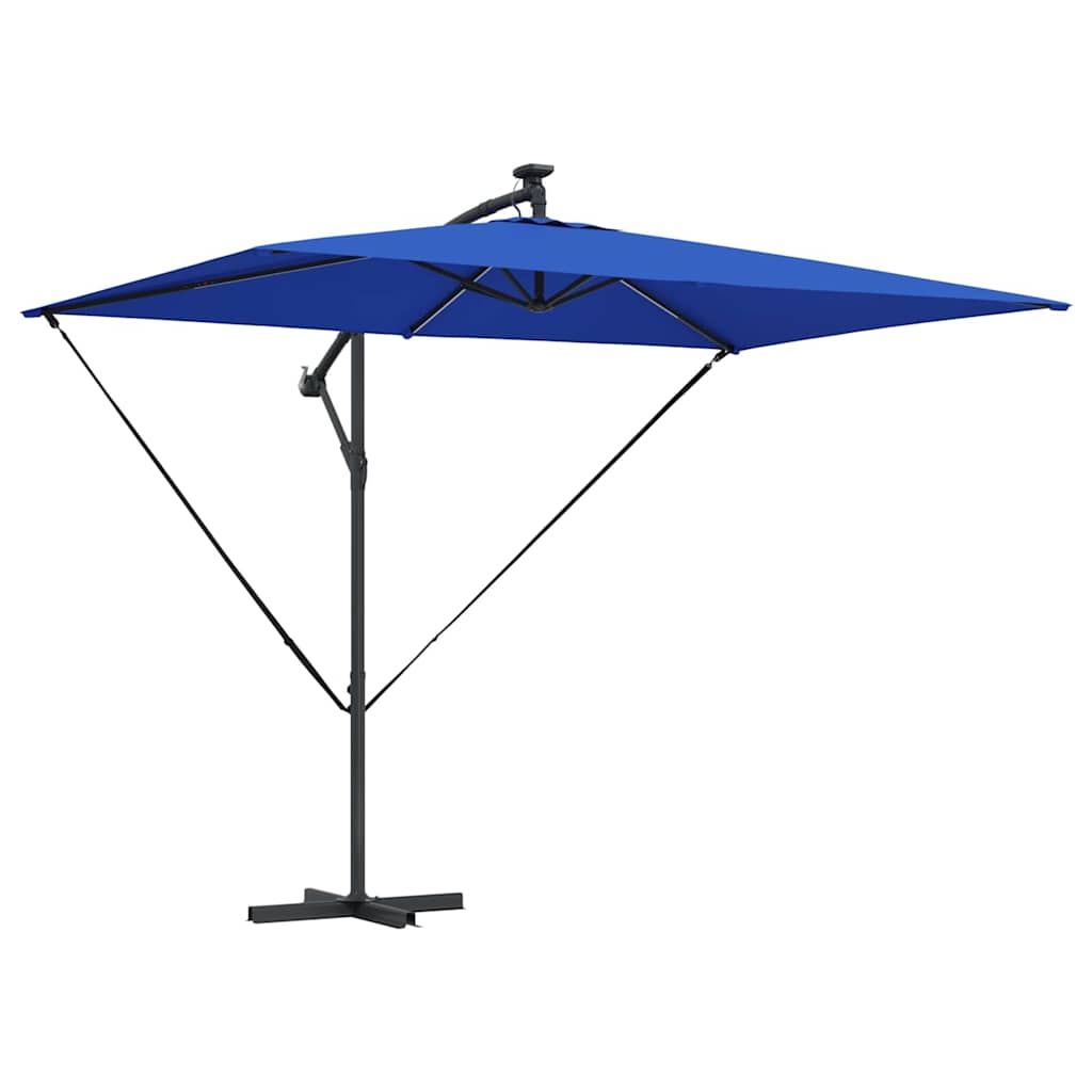 Azur Blue Sun Umbrella with LED Light Strips 294 X 200 X 270 Cm