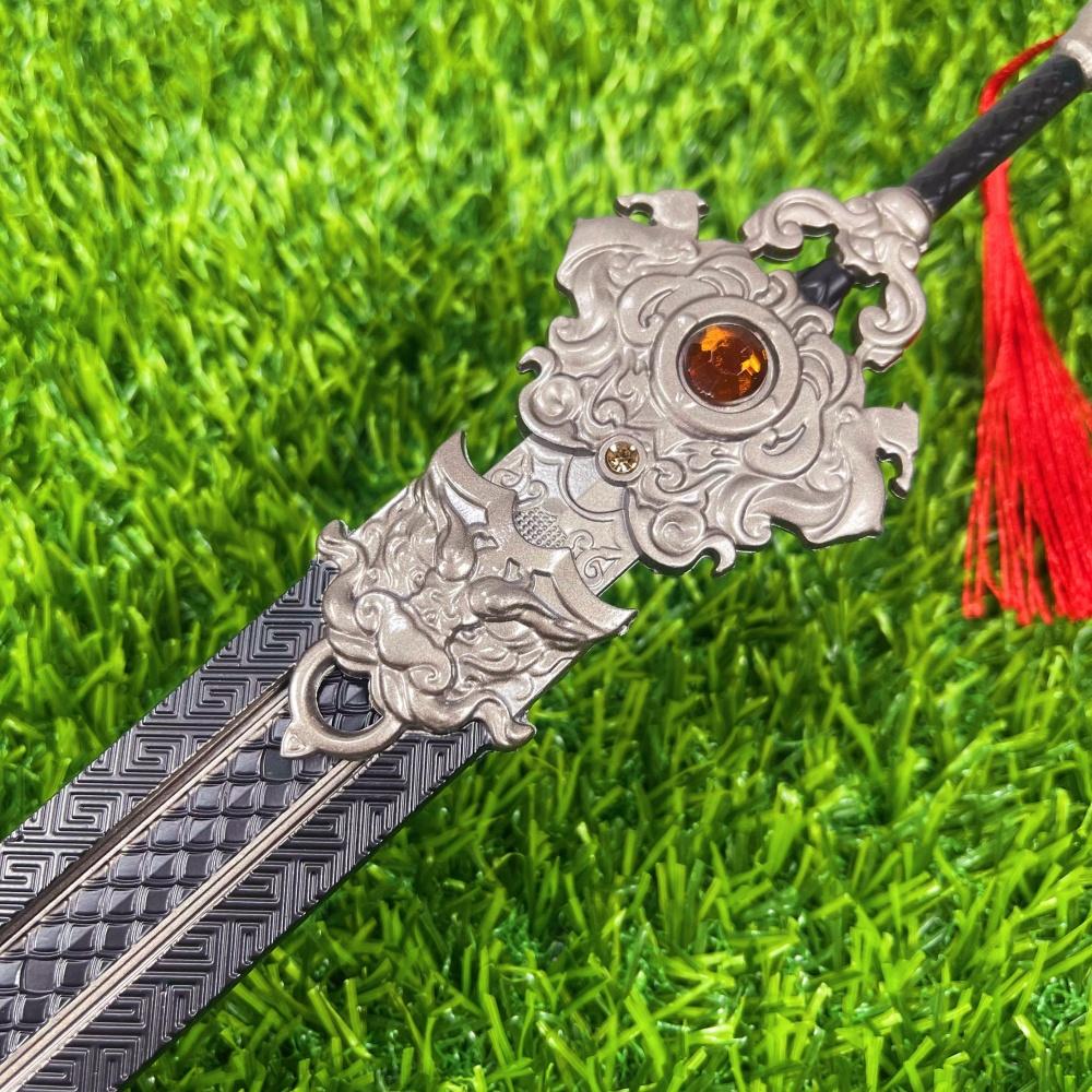 11.6inch Metal Three Kingdom Katana Grey Real Size Japanese Katana Original Samurai Sabre Ancient Damascus Sword Anime Sword Toy