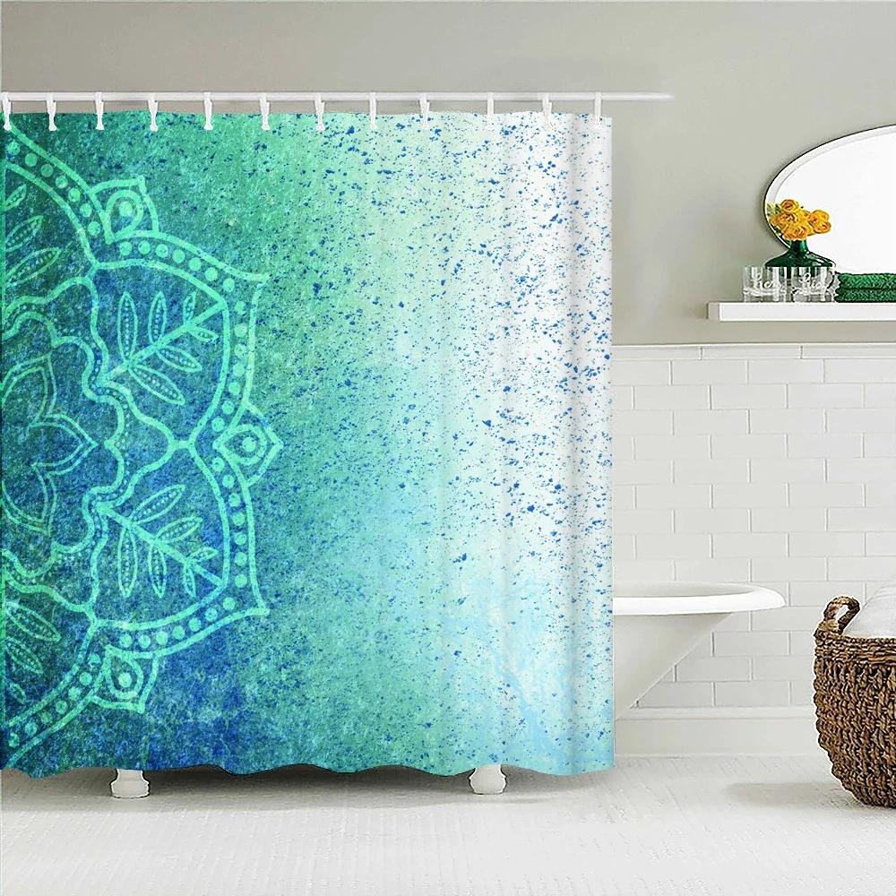 3D Flower India Bohemian Print Nordic Style Shower Curtain Set With Hooks Natural Landscape Home Decoration Bathroom Curtains