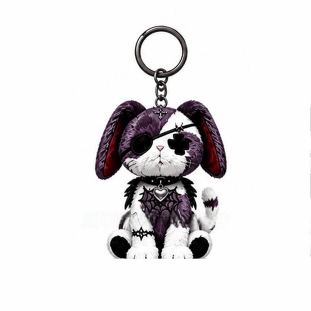 Halloween Gothic Cat Keychain Acrylic Bag Charm Creative Kitten Pendant Bag Decoration