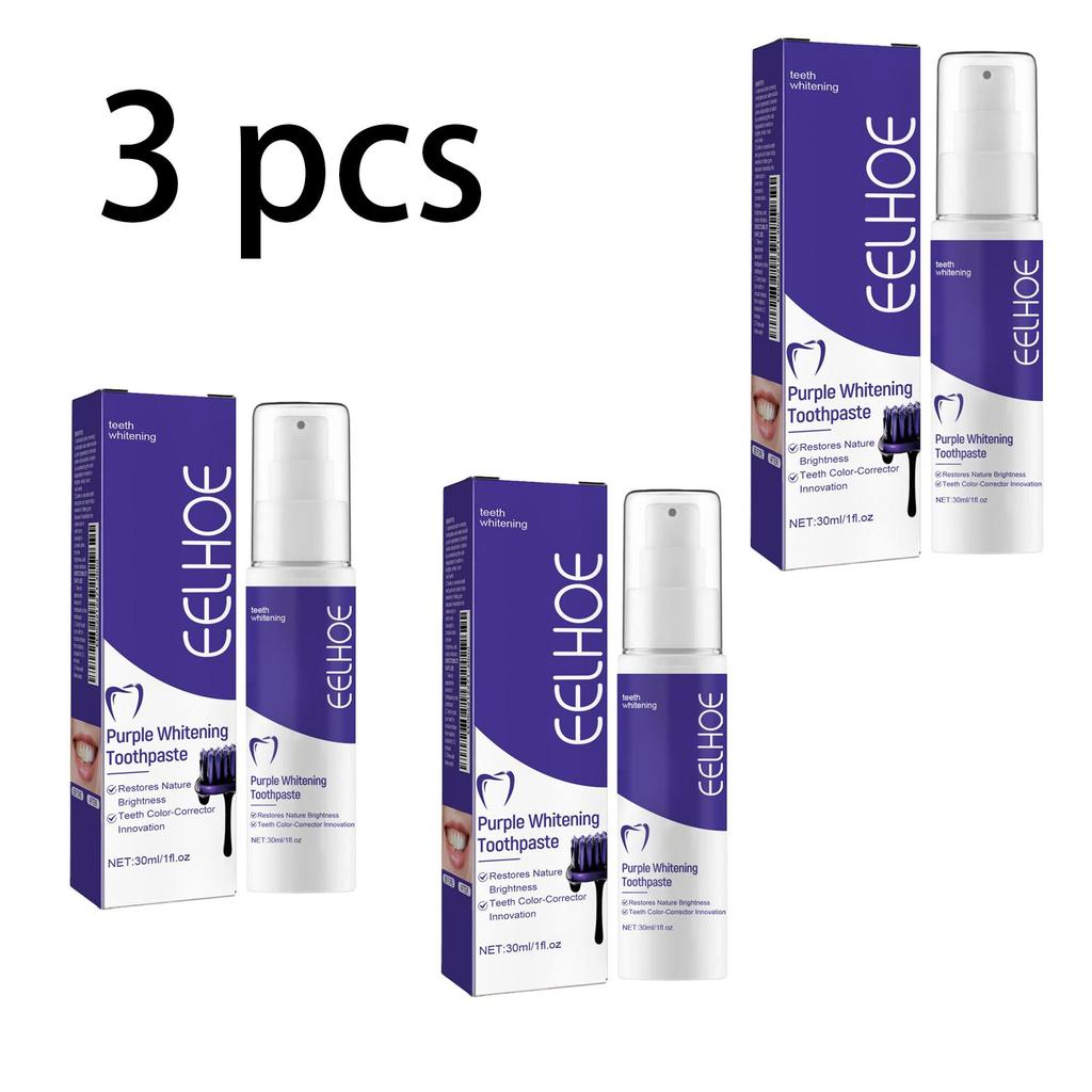 EELHOE Purple Toothpaste (30ml) whitens teeth, deeply cleans, removes stains and plaque, freshens breath, and gently cares for oral hygiene.