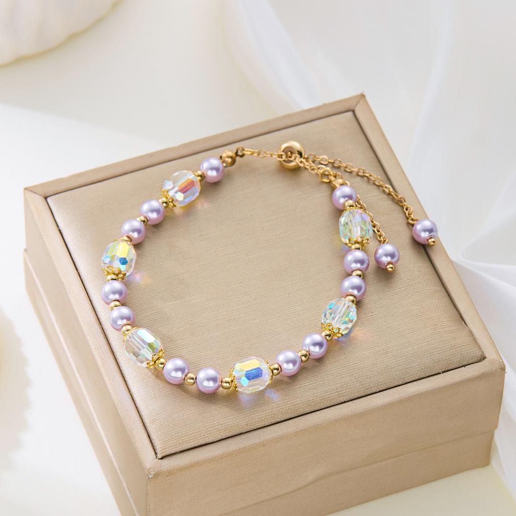 Colorful Crystal Beads Beaded Pearl Bracelet for Wedding Party Bracelet Bohemian Women Jewelry Fashion Gift
