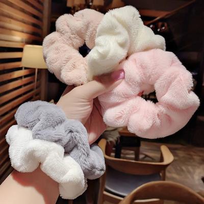 Flauschiges Dickdarm-Haarseil Große Größe Scrunchies Frauen Winter Weiche Kopfbedeckung Mädchen Pferdeschwanzhalter Haarschmuck Stirnband