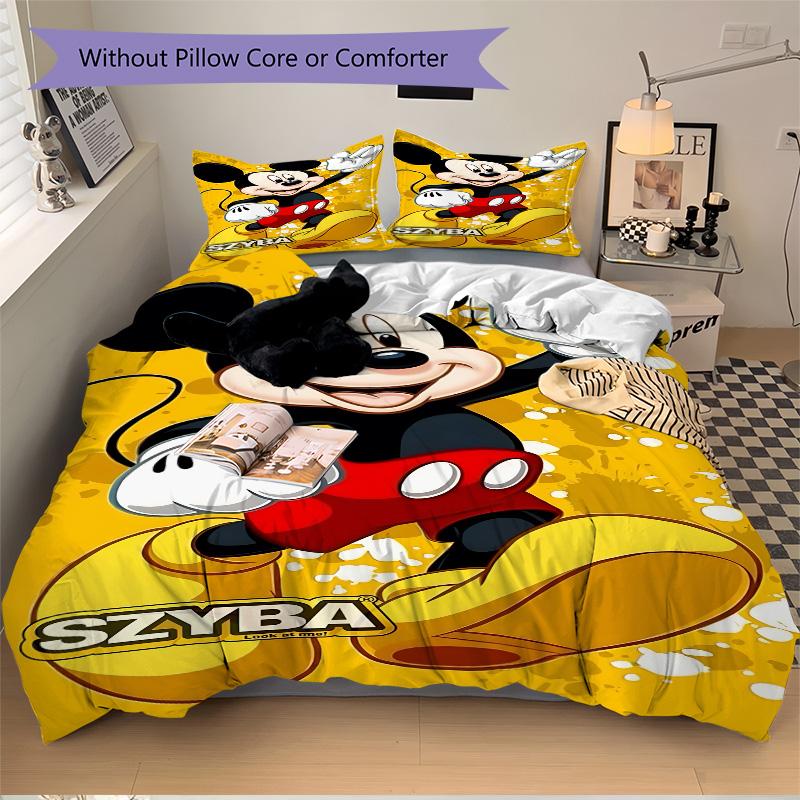 Dynamic Mickey Pose Print 3Pcs Bedding Setduvet Cover With 2 Bedropillowcase Home Birthday Gift