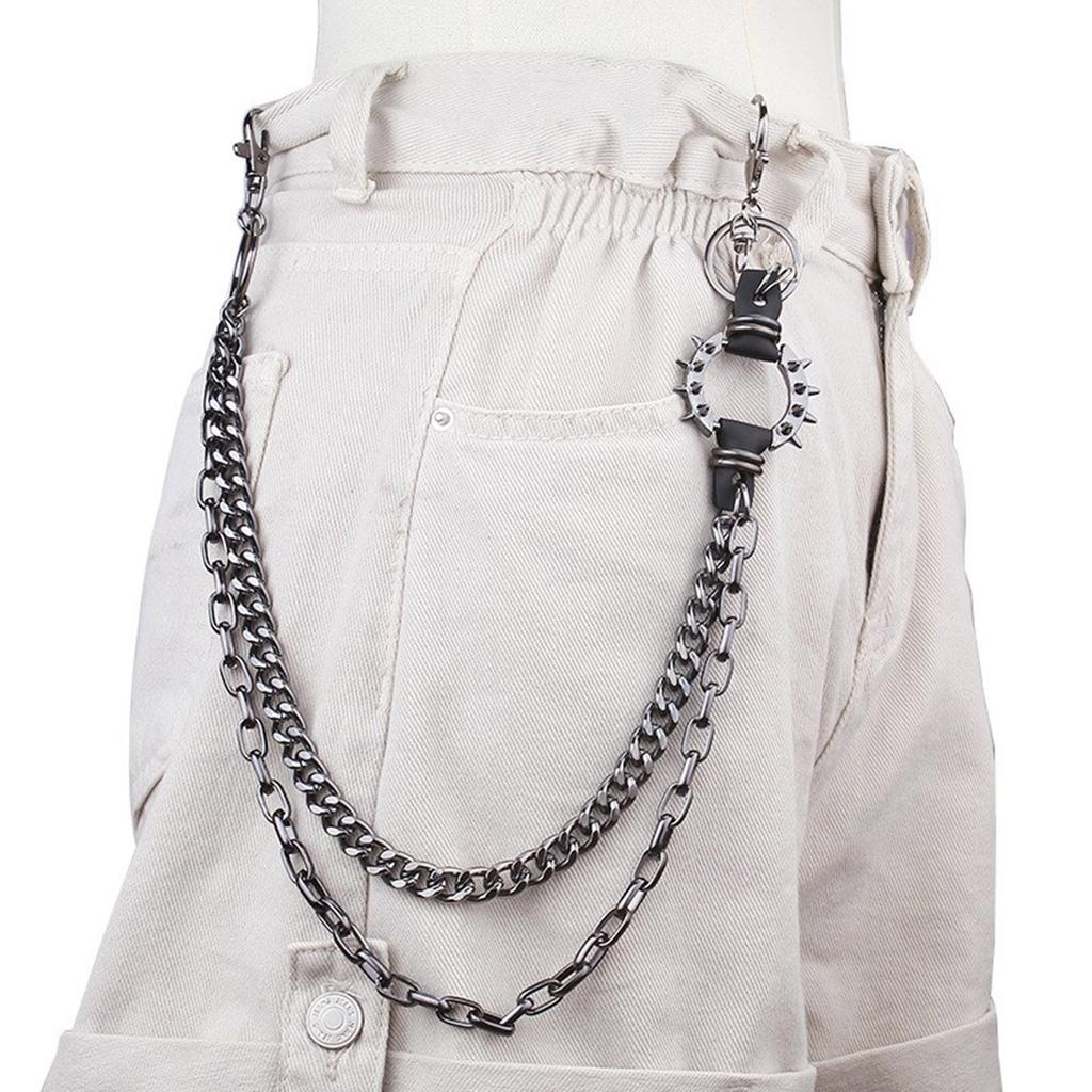 Eye Catching Metal Spiky Pants Chain For Jeans Lightweight Design Pants Ornament For Youthful Street Looks