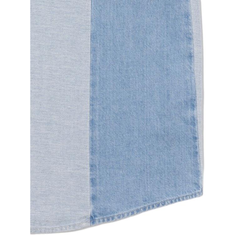 Levis Loose Fit Color Block Pointed Collar Single Breasted Long Sleeve Shirt Women Shirts Light-Indigo A5974-0001