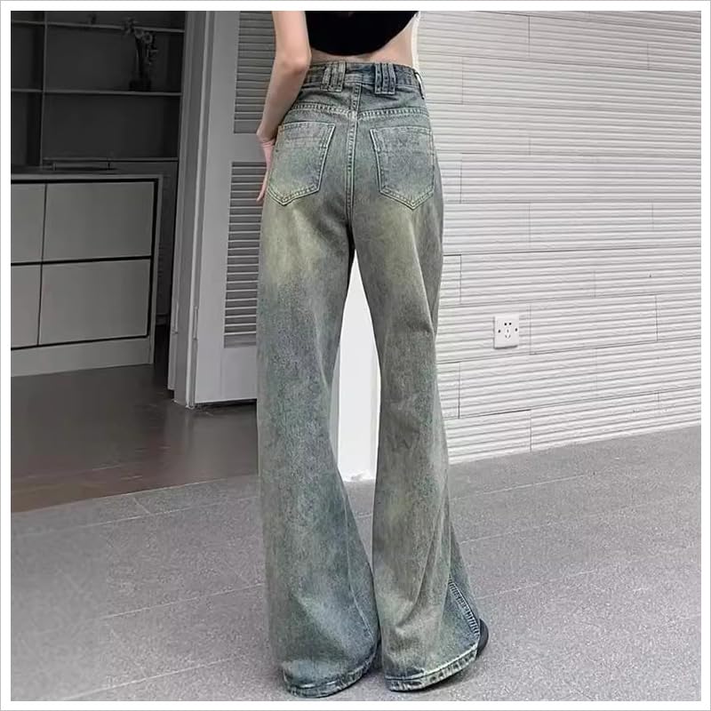ROKUA Straight Denim Loose Korean Perfect for and Light Washed Jeans Women's High-Waisted Pants, Flattering, Fit, Retro, Vintage, Style, Slimming,