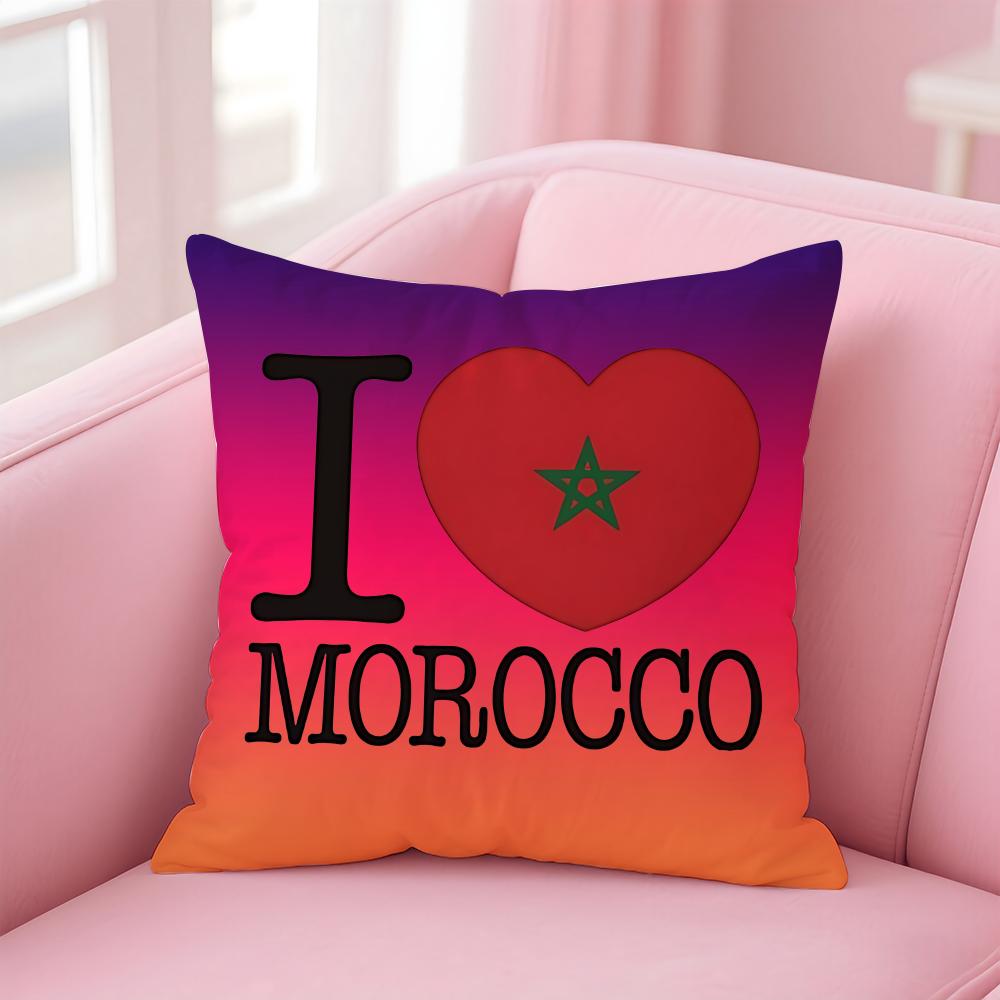 Morocco Mar Flag Cushion Cover Eco-Friendly Odorless Healthy Pillowcase Soft & Comfortable Kid-Safe No Filling