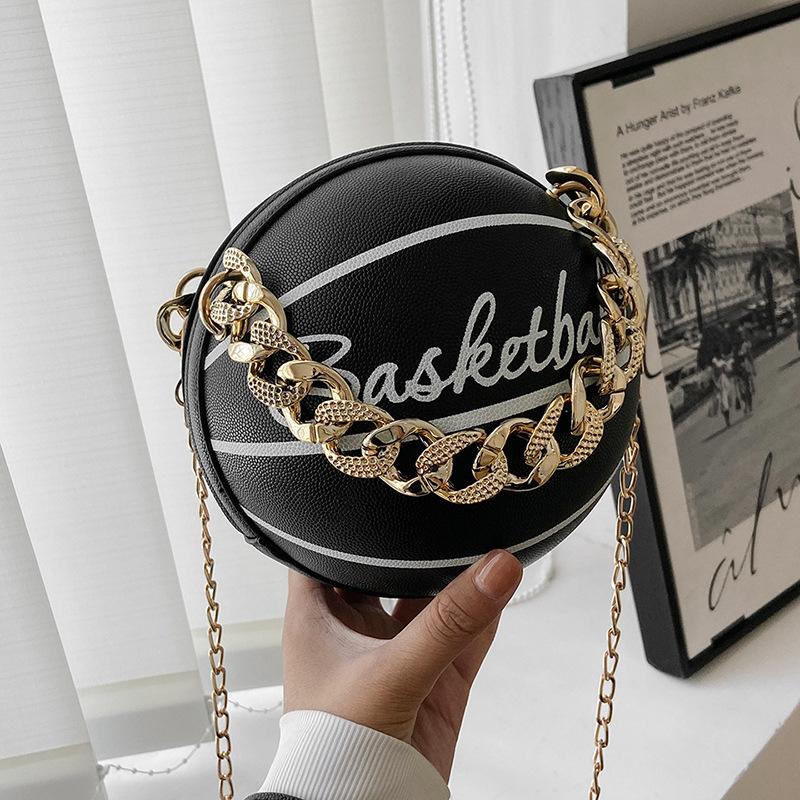 

Women Shoulder Bag PU Leather Chain Basketball Bag Letter Print Teenagers Handbag Fashion Crossbody Bags Female 16 16 16