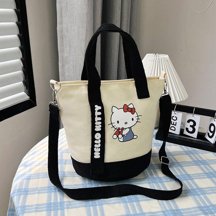 

Women s Small Canvas Crossbody Bag - Cute Japanese/Korean Style Bucket Handbag for Students 6071 чёрный