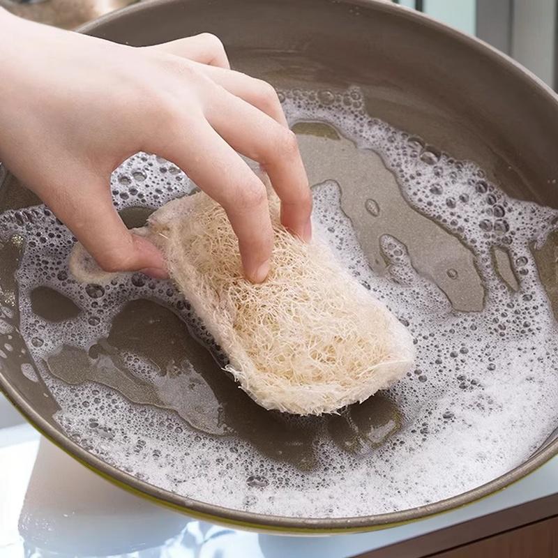 6Pcs Natural Luffa Dish Towel Washing Cloth Sponge Loofah Scrub Pad Dish Pot Oil Stain Removing Scrubber Kitchen Clean Brushes P