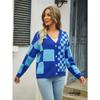 Damen Strickpullover mit Karomuster-Patchwork Strickoberbekleidung