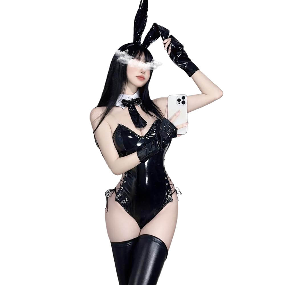 Bunny Girl Maid Clothes Apron Black Halloween Costume Open Chest Sexy Cosplay Reverse Bunny Exposed Shoulder Bow Tie Extremely Sexy Erotic Cute