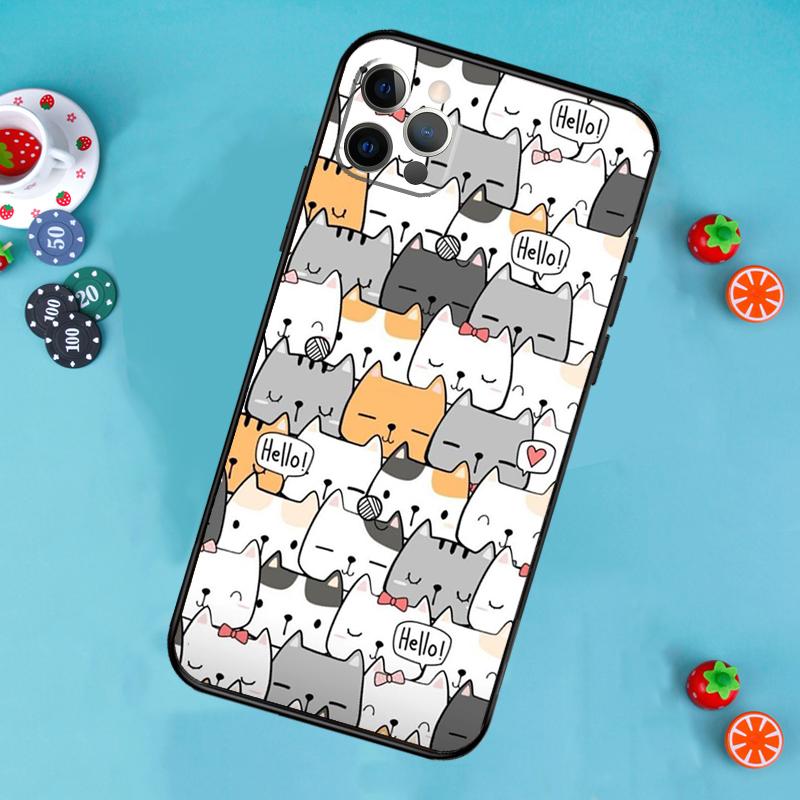 Funny cute cats Phone Case For iPhone 17 Air 16 15 14 13 11 12 Pro Max 13 12 mini 15 16 Plus 16e Cover Funda