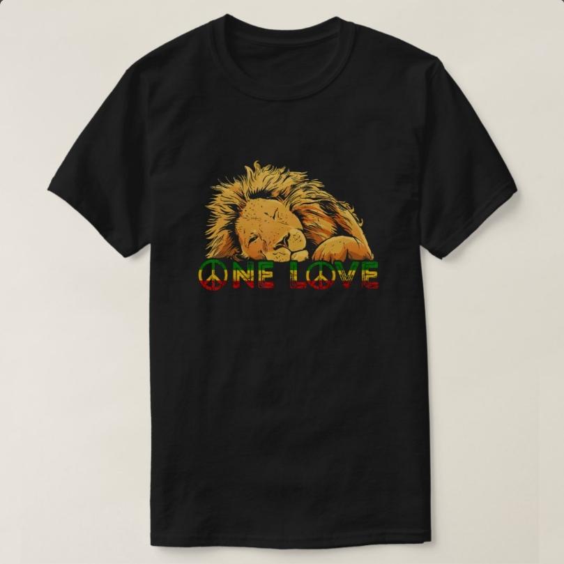 Reggae Lion of Judah One Love Rasta Rastafari Etophian TShirt 100 Cotton ONeck Short Sleeve Summer Casual Mens Tshirt