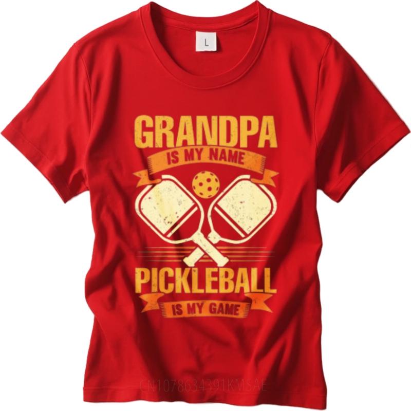 Rock Unisexs Tshirt Round Neck T Shirt Unisex Grandpa Is My Name Pickleball Is My Game Basic For Unisex Tees Relaxed Fit Tshirt
