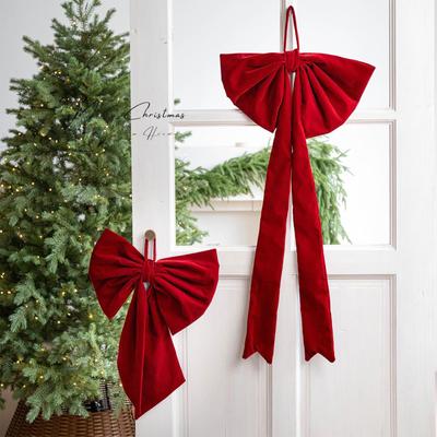 Christmas Bows For Tree Velvet Red Home Decor Large Bow Ornaments Christmas Tree Toppers For Party Indoor Outdoor Front Door