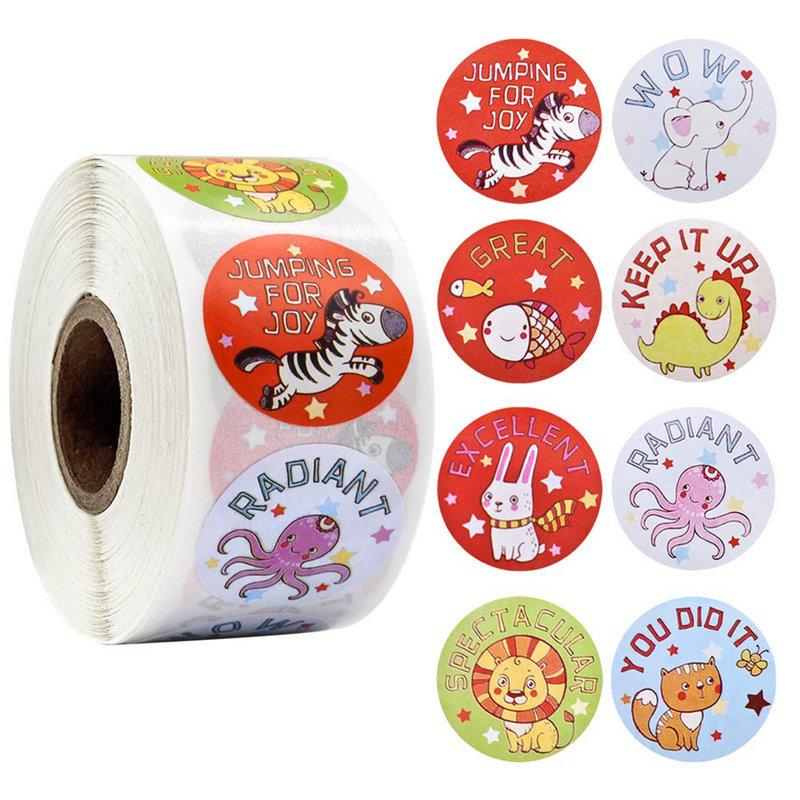 Wholesale New Kids' Motivational Stickers Cute Animal Reward Sticker Friendly Campus Office Classification Self-Adhesive Labe