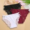 3PC/Set Women Sexy Lace Panties Low Rise Hollow Out Briefs Floral Transparent Underwear for Feamale Elastic Straps Soft Lingerie