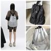 Stereoscopic Offset Printing Drawstring Mesh Backpack Lightweight Solid Color Knapsack   Hiking
