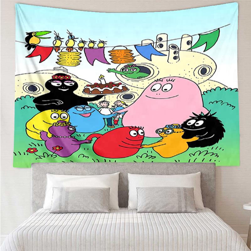 Barbapapa Print Tapestry, Backdrop, Easy Setup, Ideal for Bedroom, Office & Living Room, with Aesthetic Wall Hanging Decor.