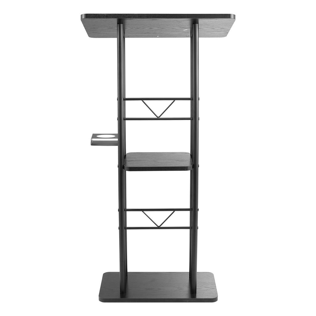 VEVOR Podium Stand, 1180 mm Metal Lectern, Curved Standing Podium with Wide Reading Surface, Open Storage Compartment, Book Stopper, Cup Holder