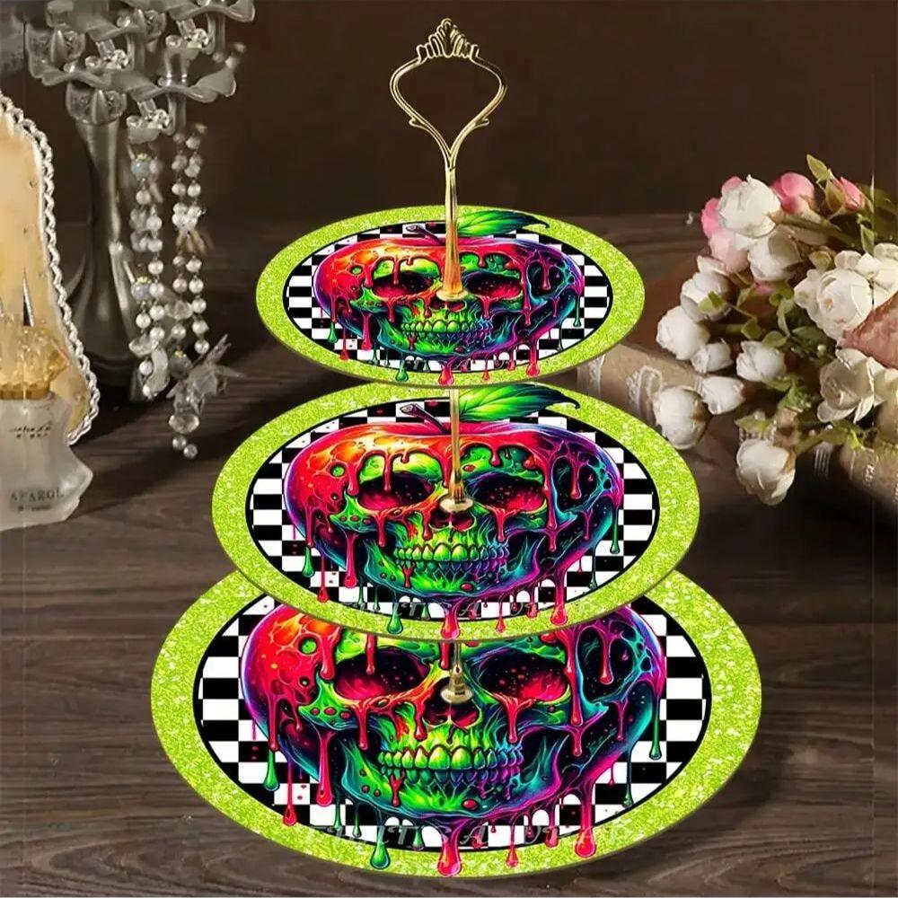 

A set of 3-layer Gothic skull trays, suitable for Halloween, Day of the Dead parties, and home decor. Not in contact with food