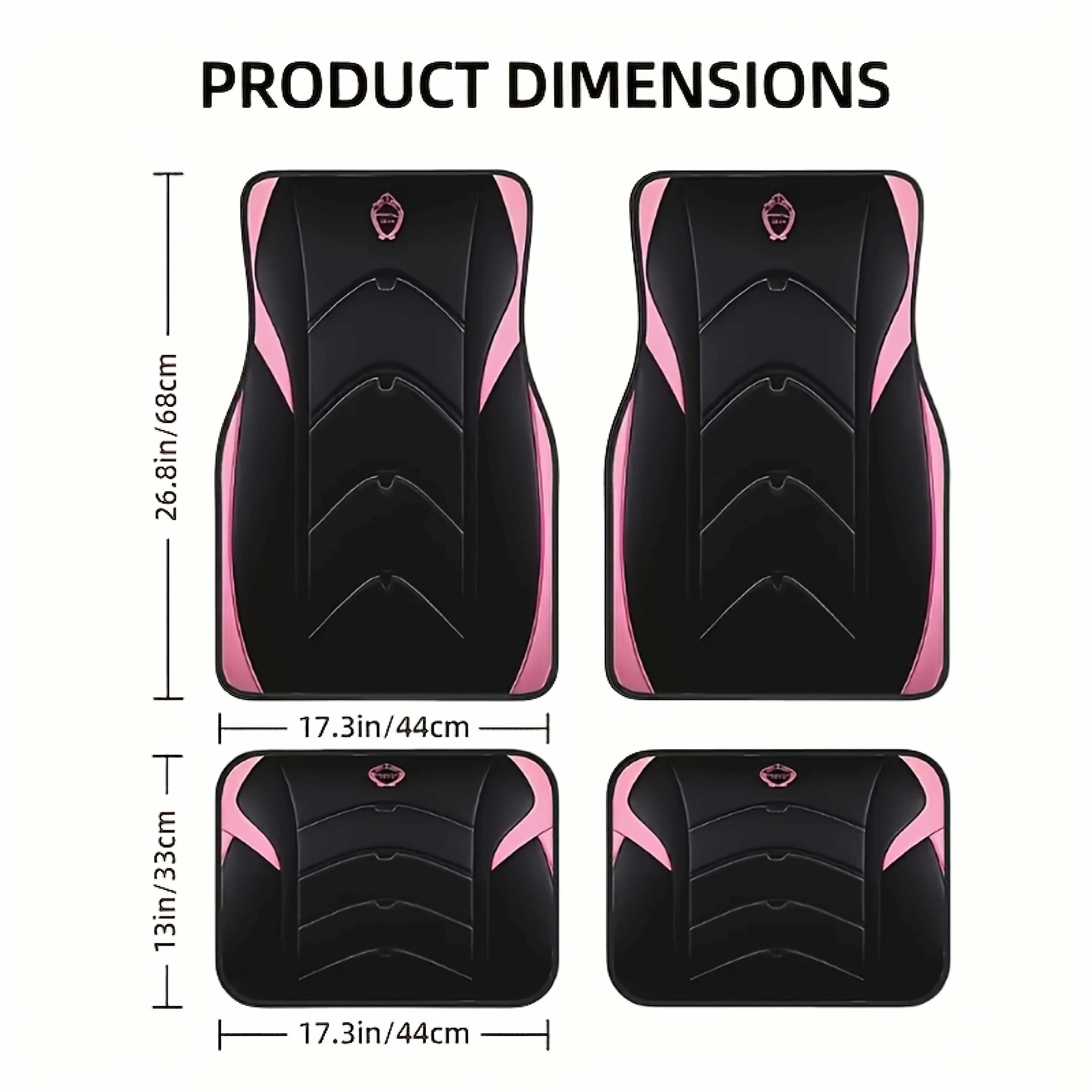 4-Pack Black Pink Minimalist Car Floor
