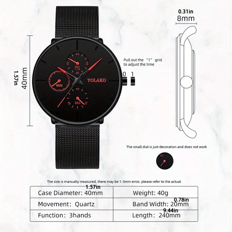 Męska Moda Minimalistyczne Zegarki Męski Biznesowy Casualowy Zegarek Kwarcowy Prosty Męski Zegarek z Paskiem z Siatki Ze Stali Nierdzewnej