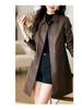 Women's High-End Slimming Lambskin Leather Jacket - Mid-Length Coat for Spring and Autumn