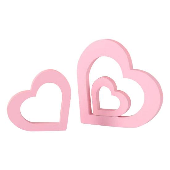 3 Stück Tag Romantisches Herzform Schild Holz Herz Mittelstück Valentinstag für Tisch Kamin Party Dekoration