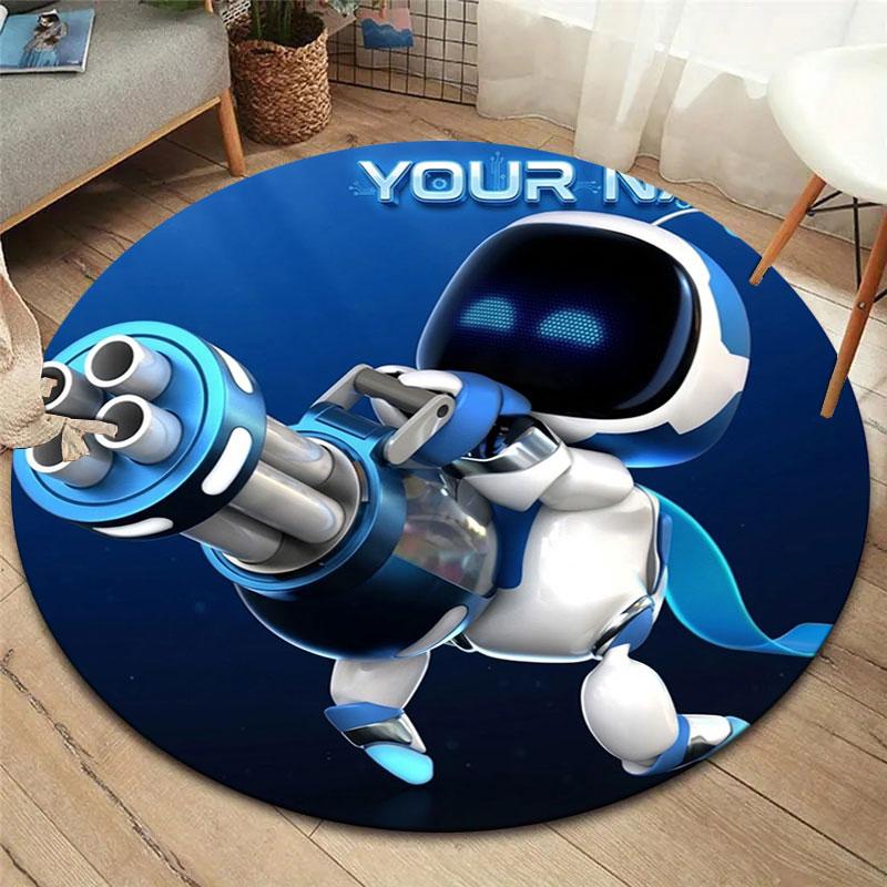 ASTRO BOT Custom Name Round Area Rug,Carpet Rug for Living Room Bedroom Sofa Playroom Decor,Non-slip Floor Mat
