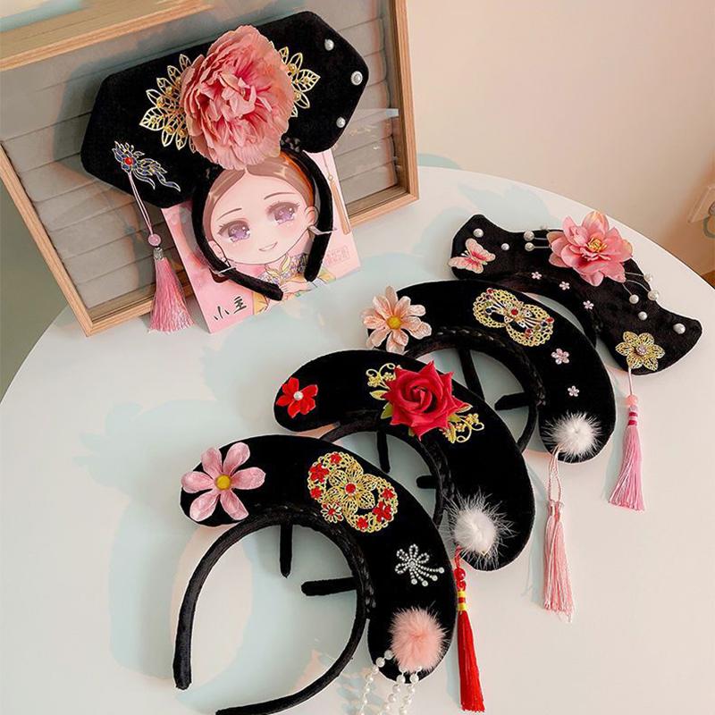Ancient Royal Court Queen Princess Headband Headdress Classical Hanfu Cheongsam Hair Hoop Accessories