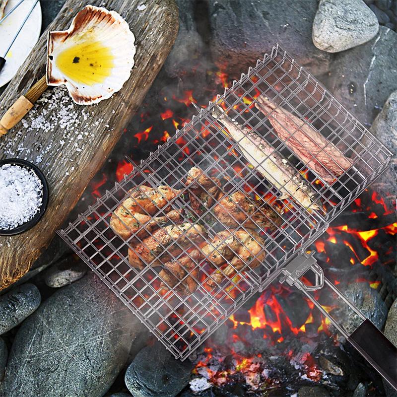 1Pcs Grill Basket Stainless Steel Grill Baskets Foroutdoor Grill |Grill Accessoriesforoutdoorgrill Campfirecooking Equipment