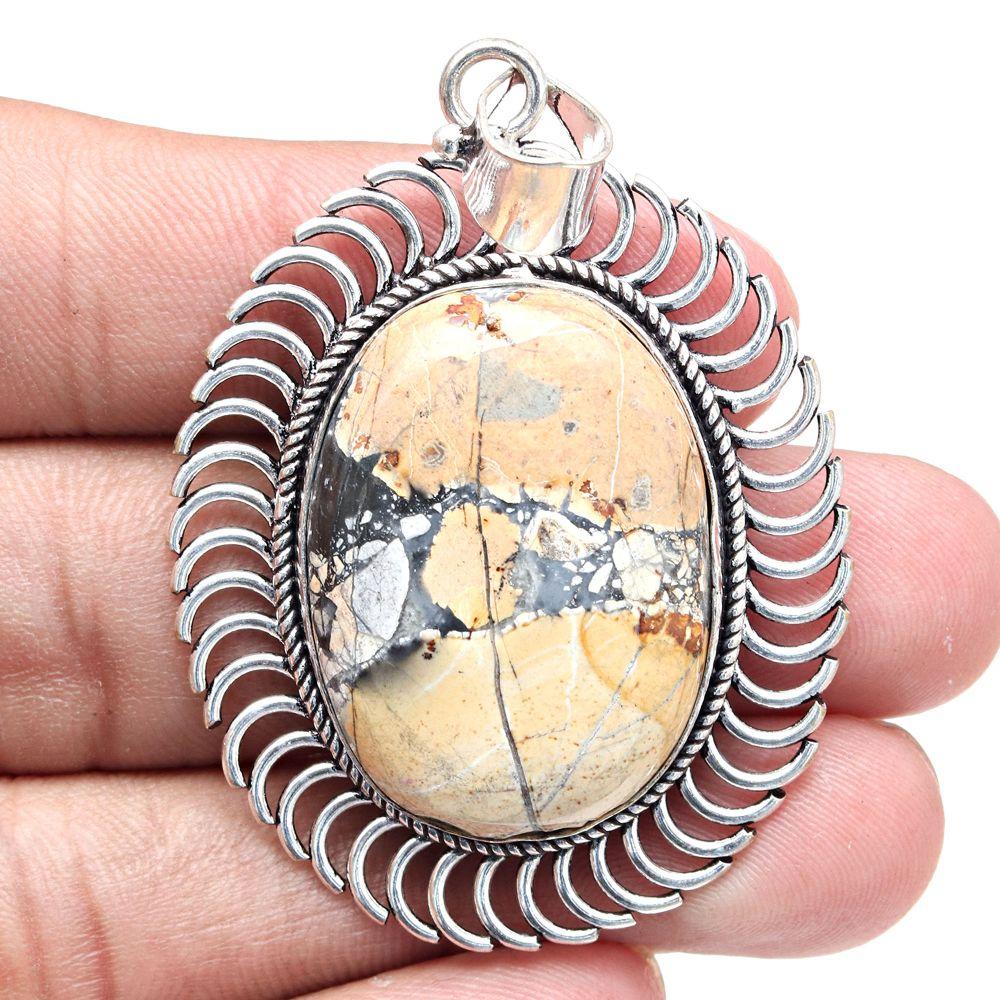Pendant Malinga Jasper Gemstone Mother'Day Gift Silver Jewelry 2.25"