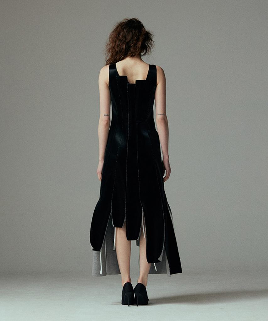 Meuameu Vegan Leather Patchwork Dress