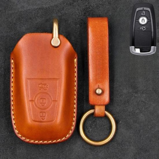 Genuine Leather Car Key Fob Case Cover For Lincoln MKC Navigator MKZ Continental
