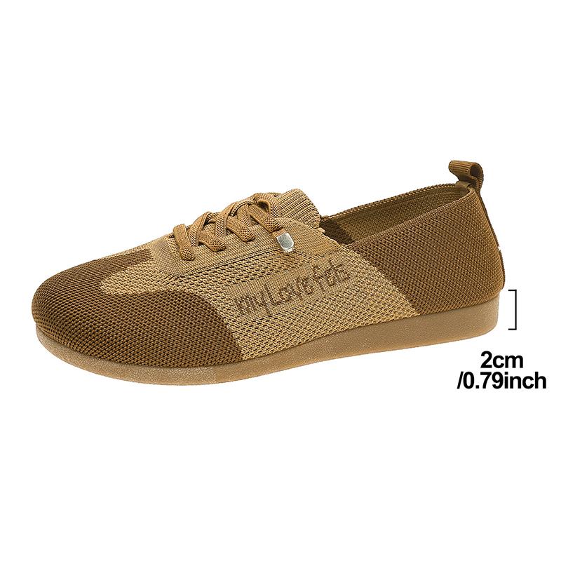 

Fashion Mixed Colors Lace Up Flat Shoes Women Plus Size Breathable Mesh Casual Shoes Woman Summer Soft Sole Anti Slip Platform Loafers 36 кофейный