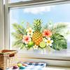 Tropical Pineapple Flower Static Cling Wall Sticker No Residue for Kitchen Decor