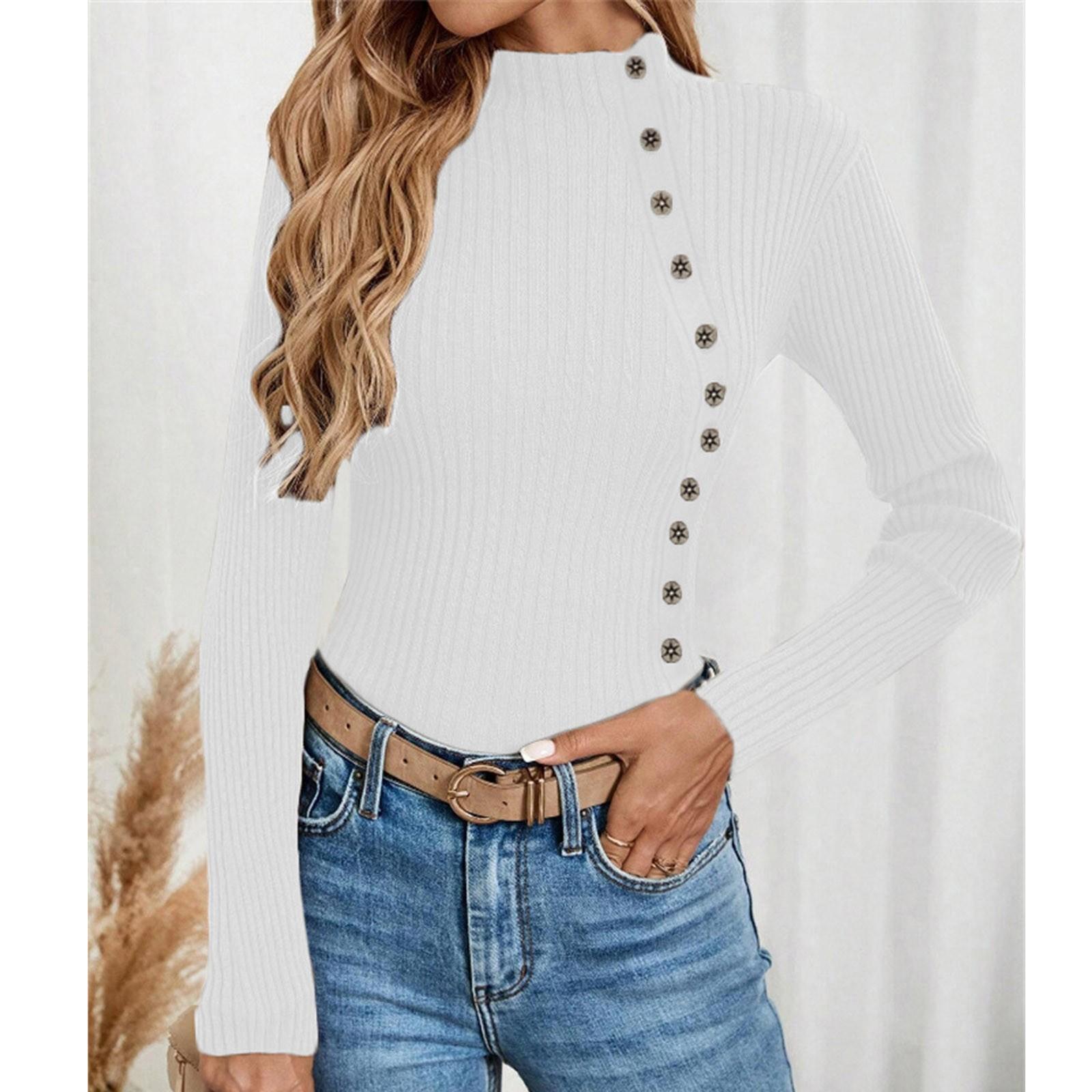 

Женский повседневный однотонный тонкий вязаный свитер на пуговицах с длинными рукавами, базовый свитер XL белый