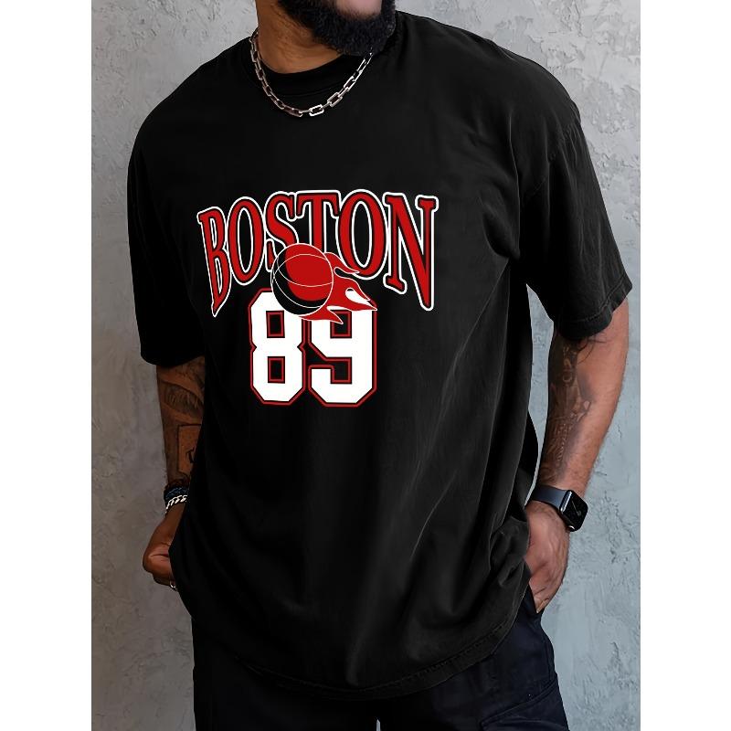 

European Size Men s Short Sleeve T-Shirt BOSTON89 - Youthful, Sporty, Simple, Fashionable, and Versatile Apparel for Men 4XL чорний
